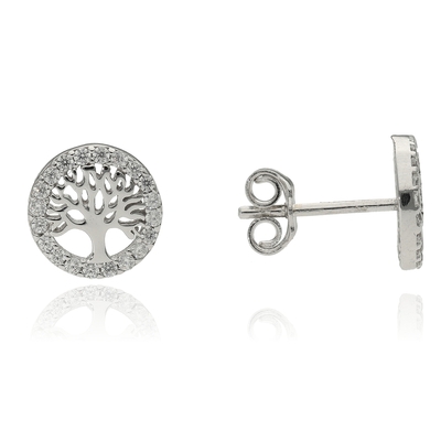 Fehér arany életfa fülbevaló (ÖZ-E-346-W_KT)